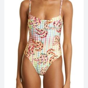 FARM Rio Multicolor Gingham One Piece Swimsuit